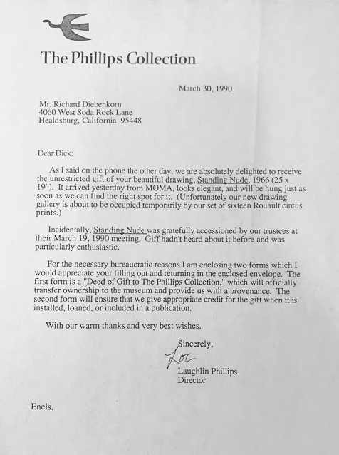 Letter from Laughlin Phillips to Richard Diebenkorn